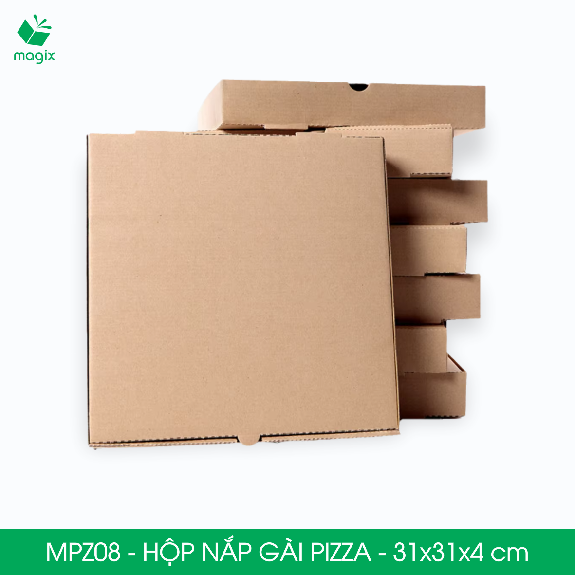 MPZ08 - 31x31x4 cm - 100 Hộp nắp gài pizza đa dụng - Hộp nắp gập, hộp carton gói hàng, hộp quà