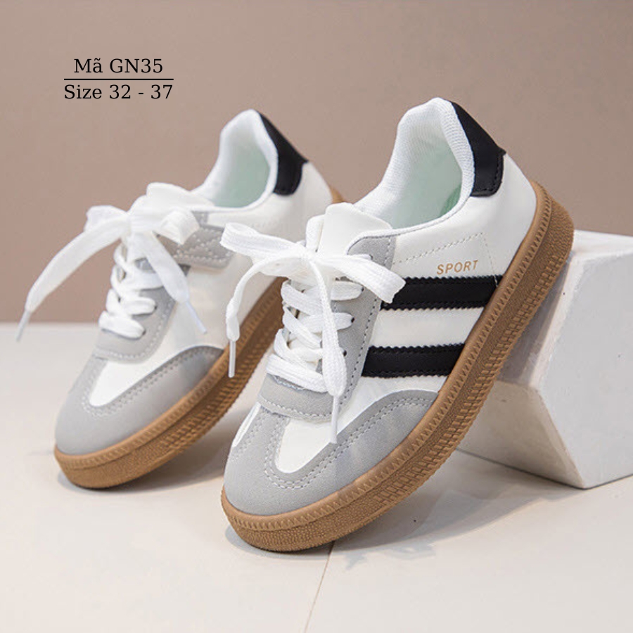 Giày bata thể thao học sinh tiểu trung học đi học, thể dục, chạy bộ dáng cột dây kết hợp quai dáng năng động cá tính NHÍM SHOP GN35