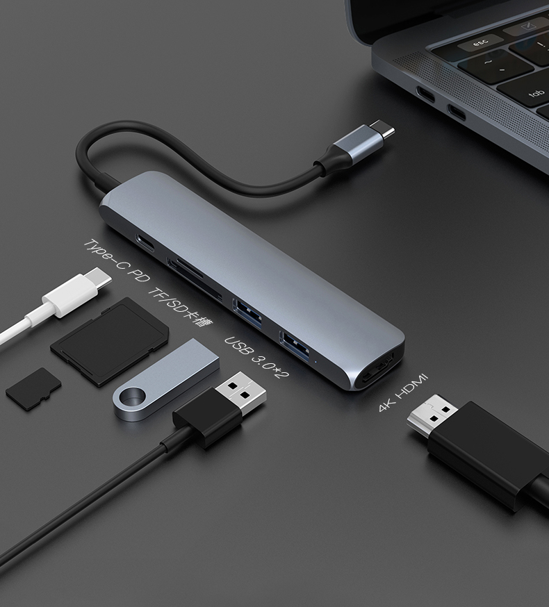 Cổng Chuyển HYPERDRIVE BAR 6 IN 1 USB-C HUB For MACBOOK, SURFACE, PC &amp; DEVICES – HD22E - HÀNG CHÍNH HÃNG