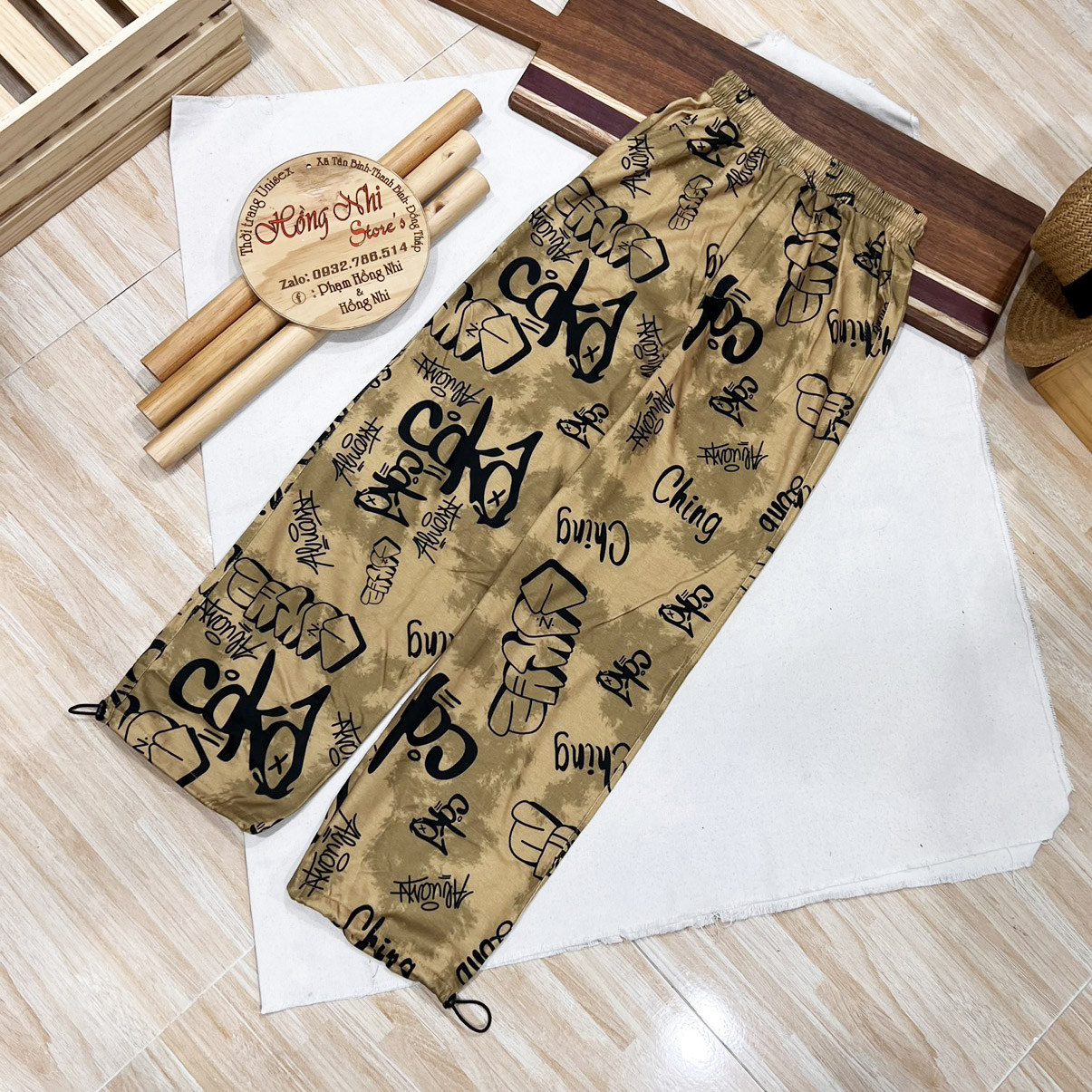 Quần Jogger 3D Ching Ulzzang Unisex Jogger Loang Màu Dây Rút Lai Ống Rộng V2 - MM