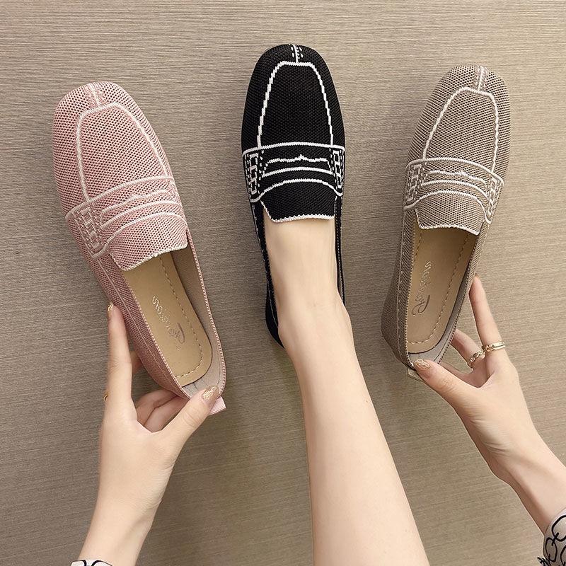 Giày Búp Bê Mũi Vuông Đế Mềm Phối Màu Thời Trang Cho Nữ