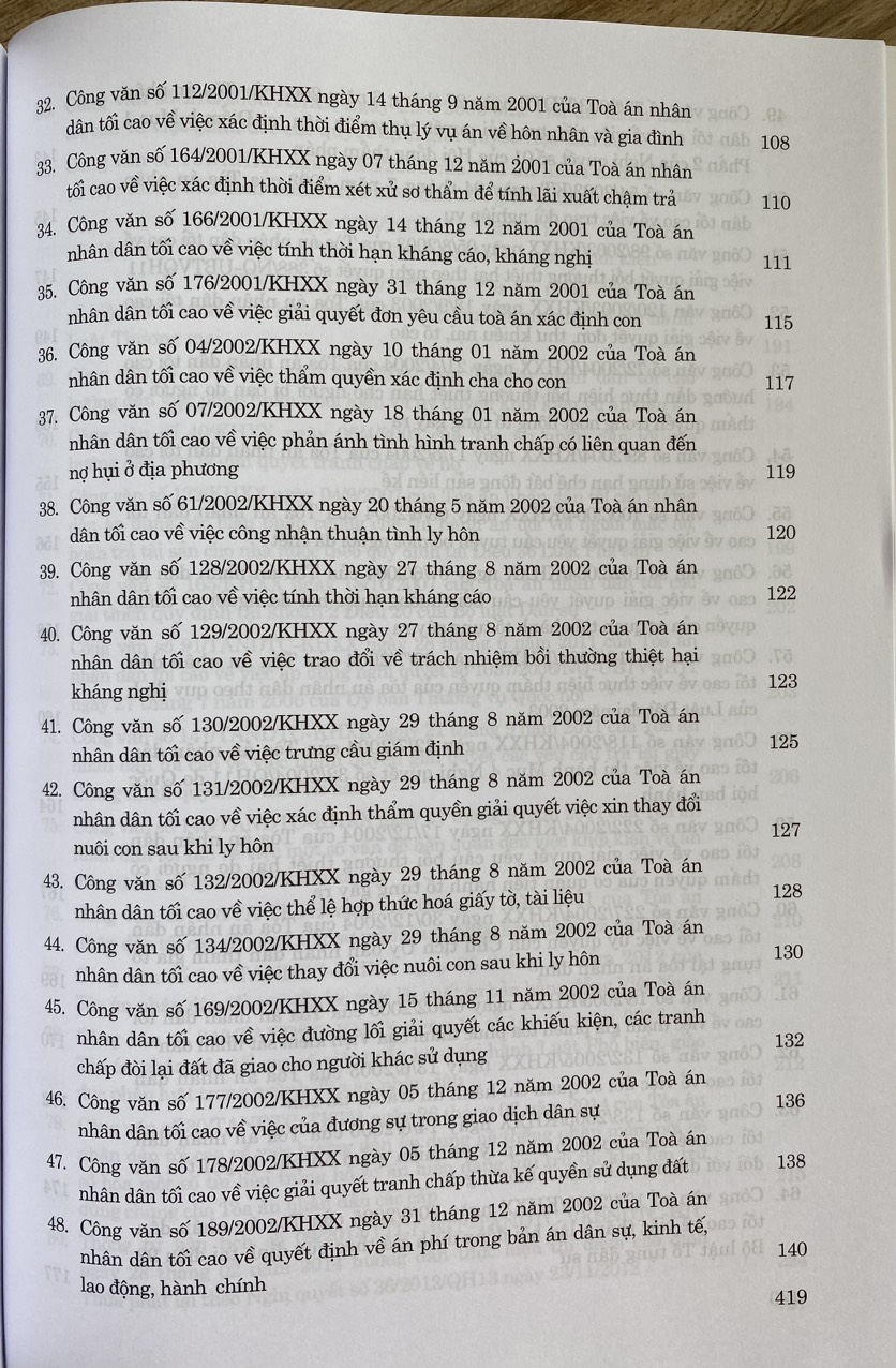Hệ Thống Công Văn Hướng Dẫn Nghiệp Vụ Của Toà Án Nhân Dân Tối Cao Trong Lĩnh Vực Dân Sự Và Tố Tụng Dân Sự
