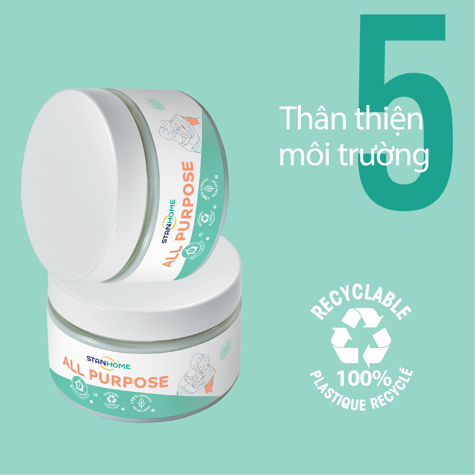 Kem dưỡng ẩm làm dịu, làm mềm cho da khô & da nhạy cảm Stanhome Family Expert  All Purpose 300ml/hũ