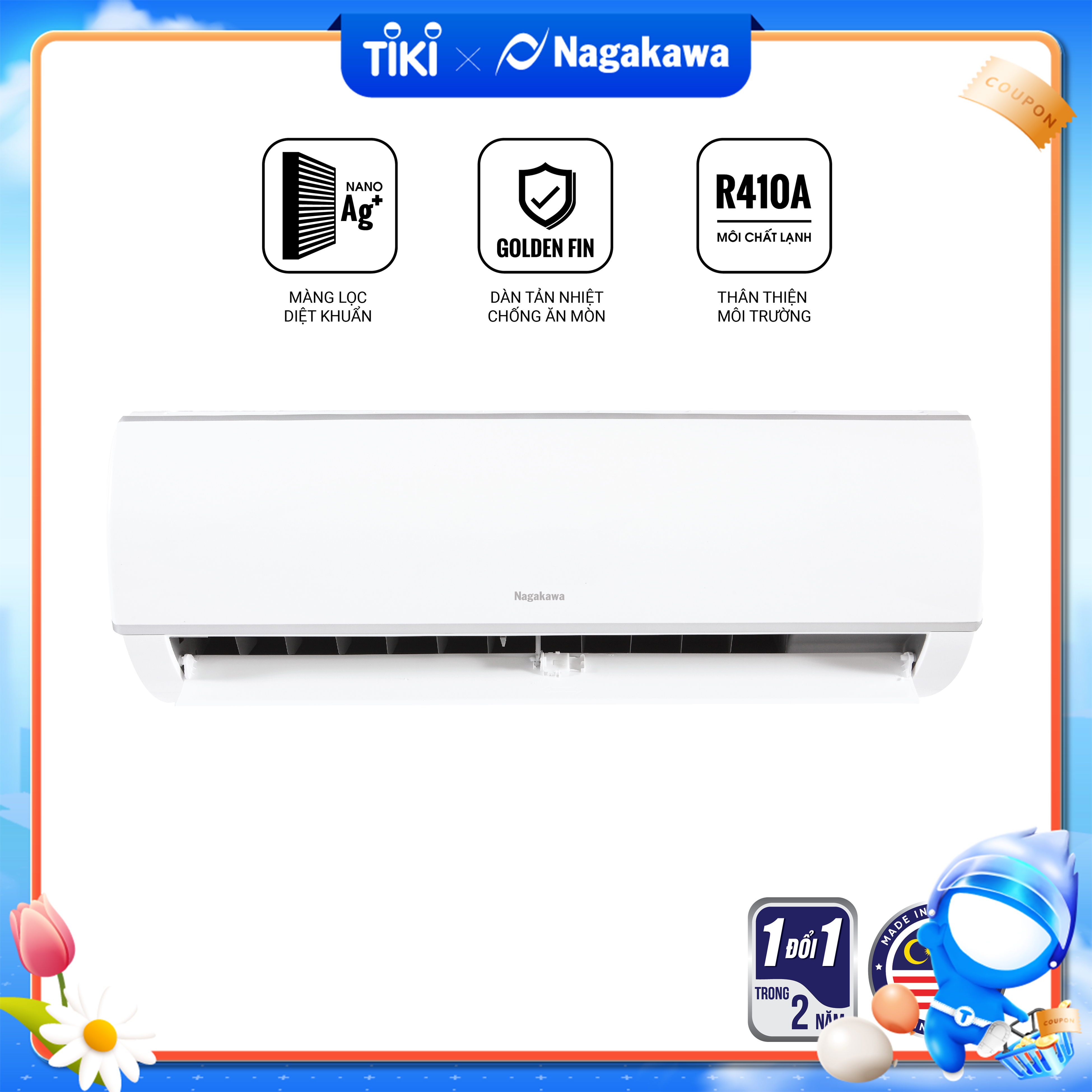 Điều Hòa Nagakawa 2 chiều 12000Btu NS-A12R1M05 - Chỉ Giao tại HN