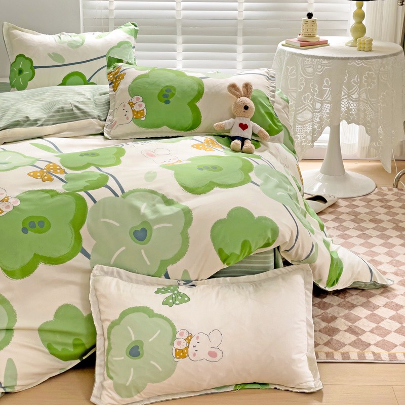 Bộ chăn ga gối cotton LIDACO PL1 - Thỏ hoa xanh SP001487