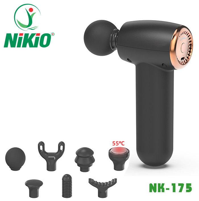 Súng massage cầm tay 7 đầu Mini Nikio NK-175 - Có đầu nóng 55 độ C