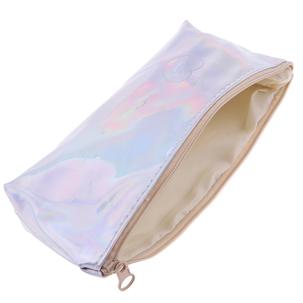 Soft Zipper Pouch Pencil Pen Case Holder Cosmetic Makeup Bag Purse Gold