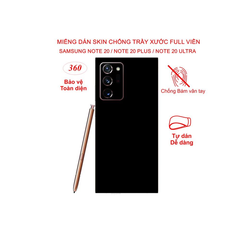 Miếng Dán Skin Full viền dành cho SamSung note 20 / note 20plus/ note 20Ultra, chống trầy xước, chống bám vân tay