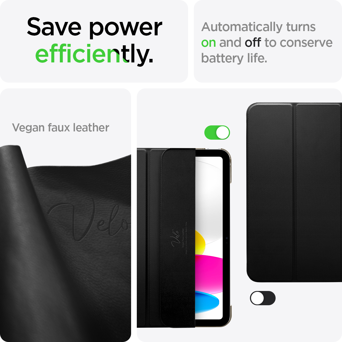 Ốp lưng Spigen Liquid Air Folio Black cho iPad Gen 10 10.9 - Thiết kế tỉ mỉ, chống sốc, gập đa năng - Hàng chính hãng