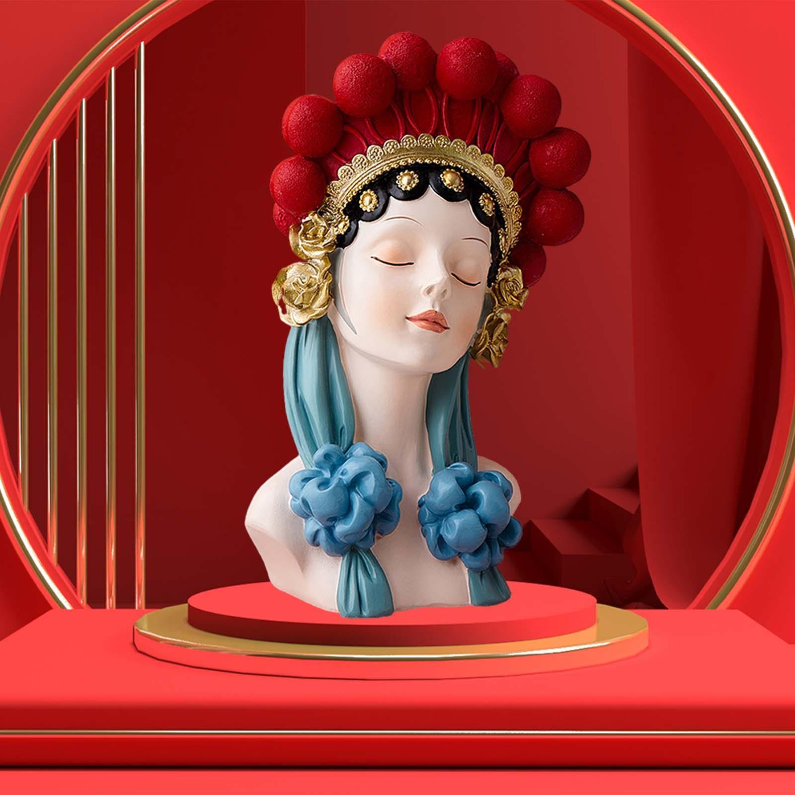 Peking Opera Doll Statue Figurine Sculpture for Fireplace Tabletop Bookcase