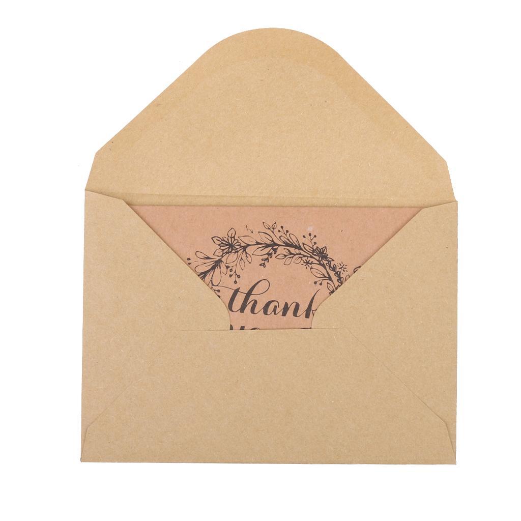 50pcs Vintage Brown Recycled Wedding Party Thank You Kraft Cards Envelops