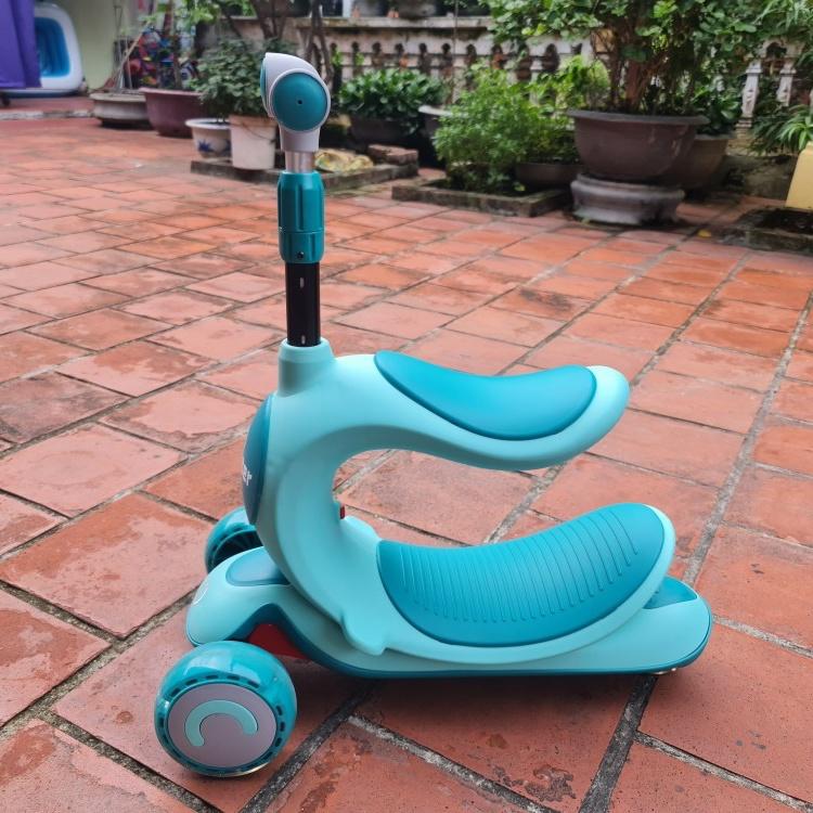 Xe trượt scooter 808 màu xanh cho bé bánh to phát sáng chịu lực 150kg