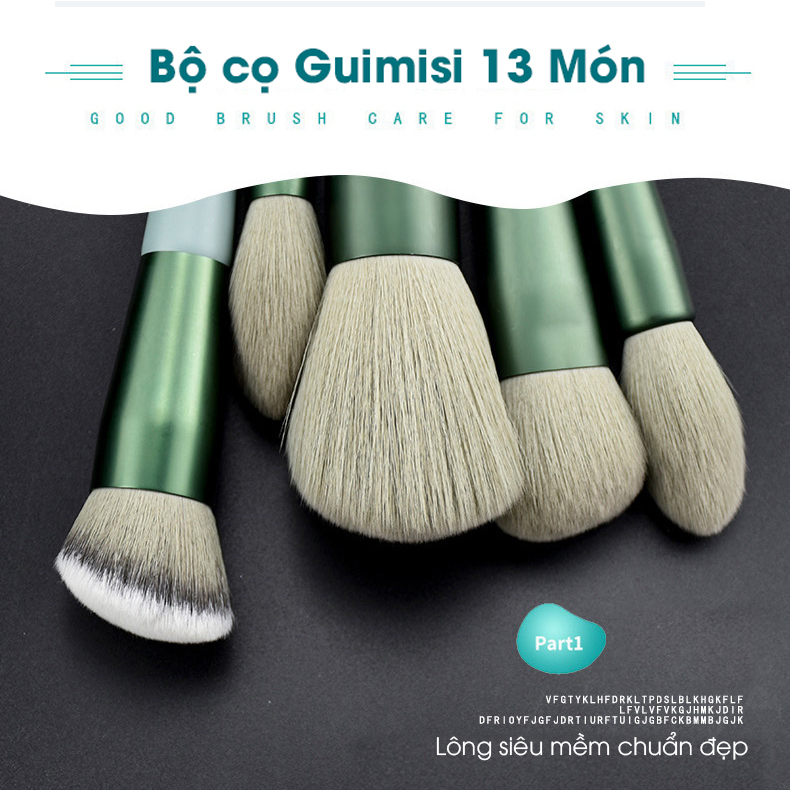 Bộ Cọ Trang Điểm Guimisi Set 13 Món Túi Đựng Vải