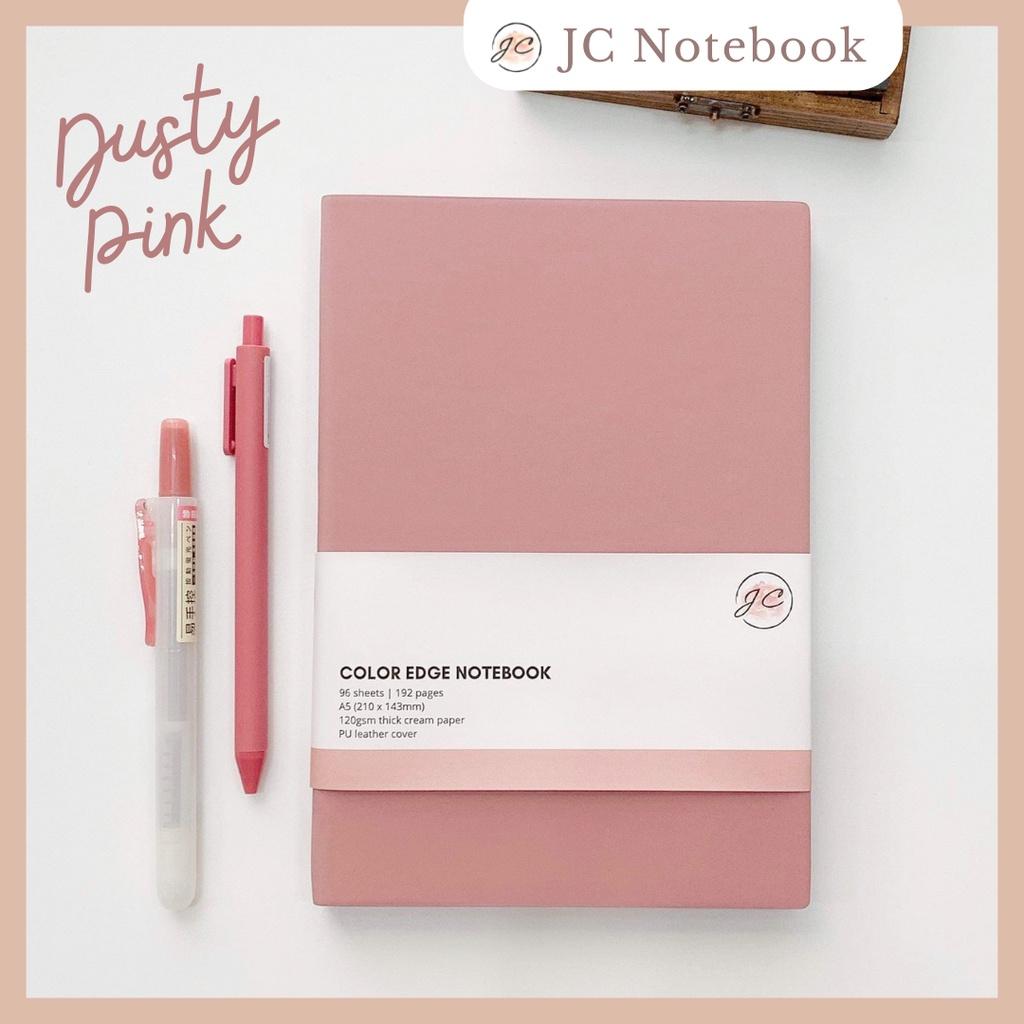 Dusty Pink Color Edge Notebook - Sổ Tay Bìa Da Mềm - Da PU A5 In Viền Màu - Sổ Line Ruột Kẻ Ngang