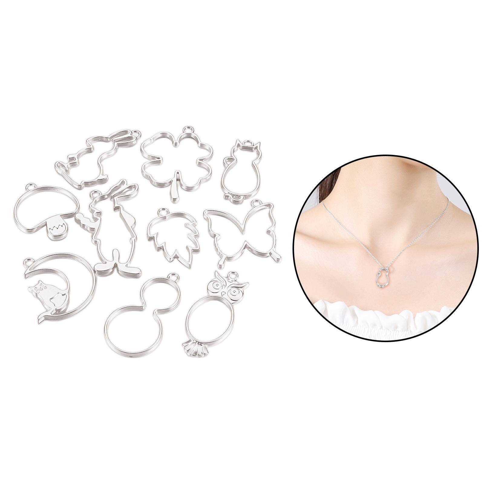 10x Open Back Bezel Charms Geometric Hollow Trays Charms Bezels for Earrings