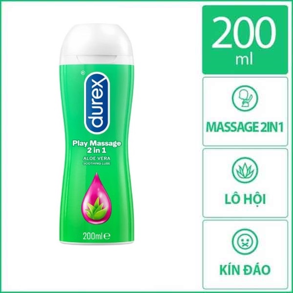 Gel Bôi Trơn Durex Play Massage 2 In 1 200ml - Hương Thơm Lô Hội - Nhập Khẩu Thái Lan