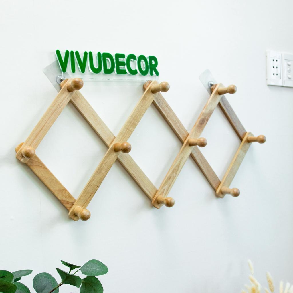 Móc Xếp Gỗ 10 Nhánh Tròn Vivudecor - Móc Xếp Thông Mình Biến Hình Phù Hợp Với Mọi Không Gian, Treo Tường Không Cần Khoan