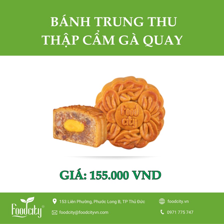 [ Dòng bánh mặn] Bánh trung thu Thập cẩm gà quay 1 trứng 150gr - Foodcity Store