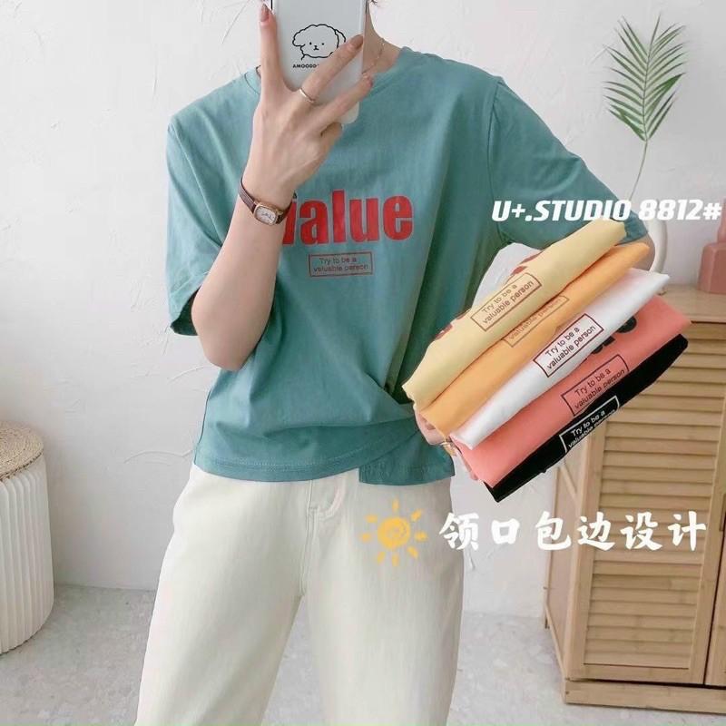 Áo thun nút eo chữ value