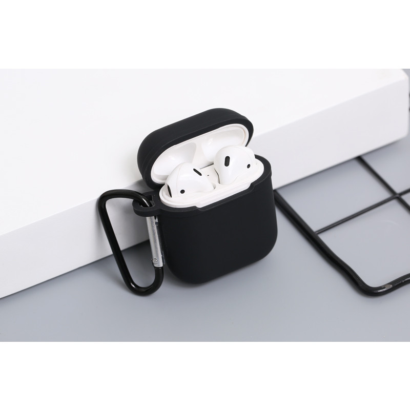 Vỏ đựng tai nghe - Bao đựng tai nghe - Túi đựng AirPods 1 &amp; 2 silicone kèm móc JM AP02 - Hàng nhập khẩu - OPTAIS55B