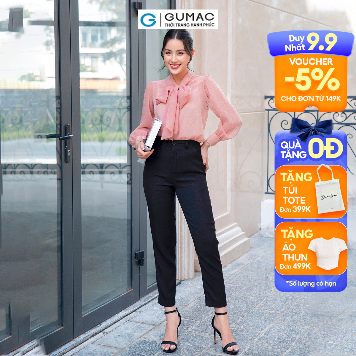 Quần tây nữ cơ bản ống đứng túi xéo công sở tôn dáng thanh lịch thời trang GUMAC QD09039