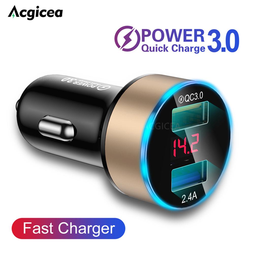 2.4A QC3.0 2 Bộ sạc xe USB 12-24V LED Bộ điều hợp xe kỹ thuật số SOCKET