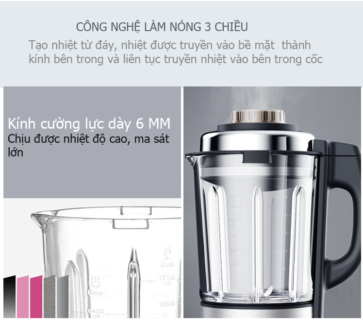 Máy Xay Nấu Đa Năng 8 Thực Đơn Tùy Chọn Sữa Đậu Nành, Ngũ Cốc, Thịt Hầm, Súp Đặc, Cháo, Nấu Nướng, Làm Sinh Tố Với 9 Cấp Độ Xay S07