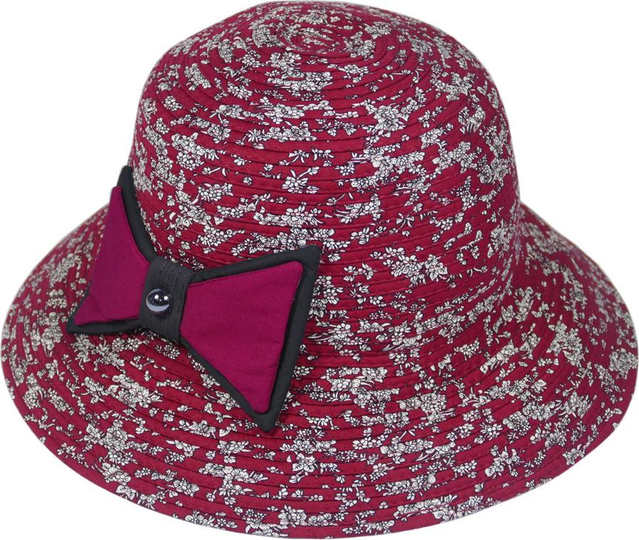 Nón vành nhỏ đi biển dành cho nữ vành rộng 7cm gắn nơ độc đáo, chống nắng tốt, họa tiết vải hợp thời trang - Đỏ đô