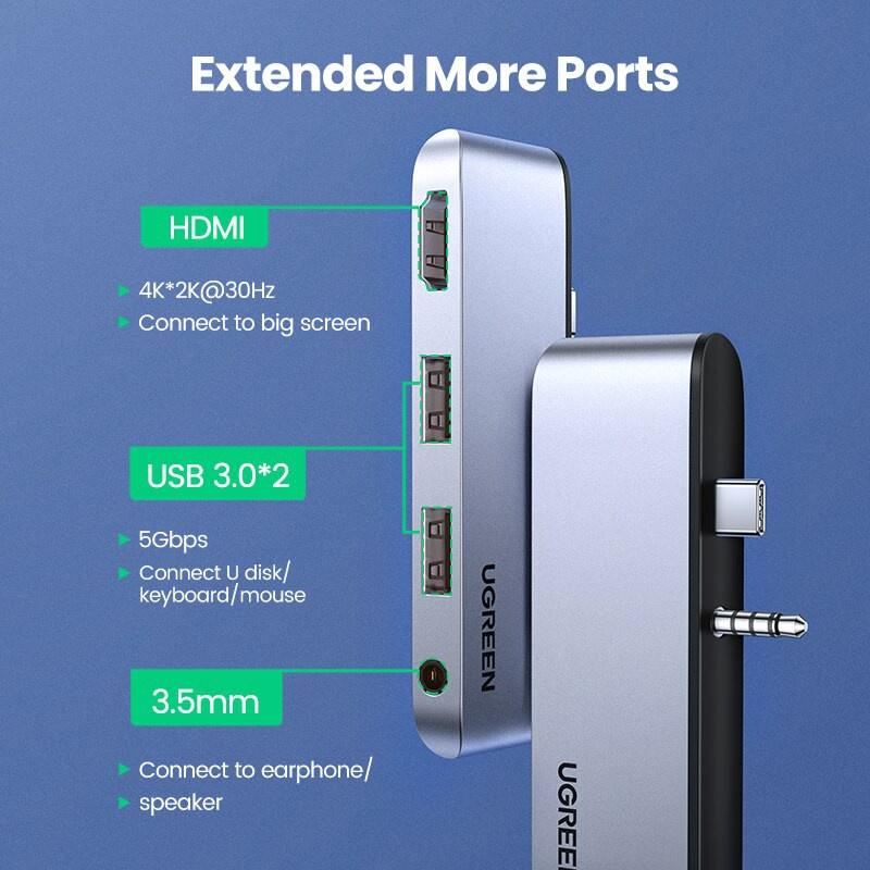 Bộ chuyển đổi Type-C sang HDMI/Hub USB 3.0/Audio 3.5mm cho Surface Go 80332 - Hàng Chính Hãng - Bảo Hành 12 Tháng