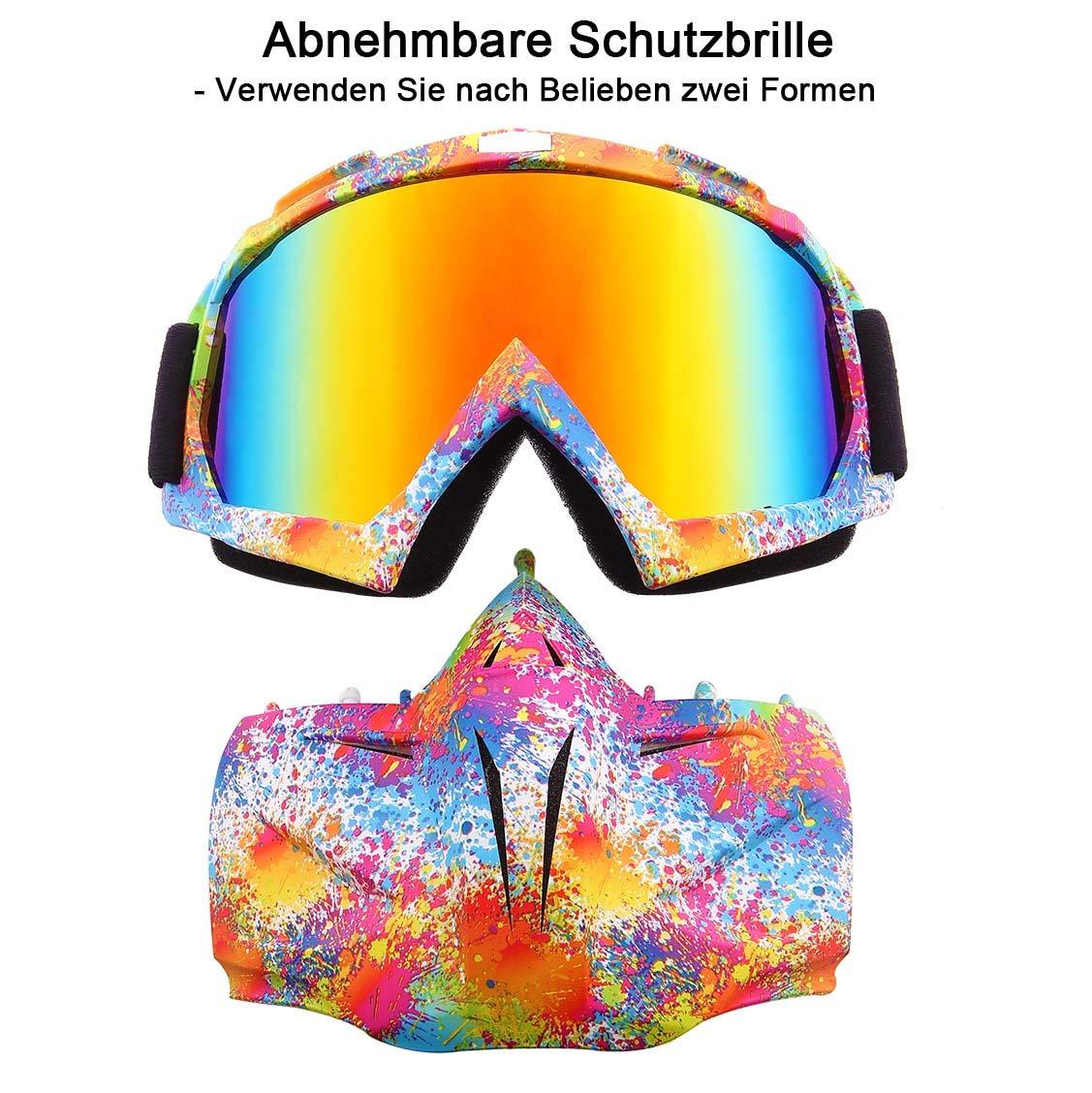 Kính xe máy Mặt nạ có thể tháo rời, ATV Dirt Bike Motocross MX Cưỡi Kính sơn Bụi -Kính UV400 được bảo vệ bằng bọt mềm, dây đai có thể điều chỉnh cho nam và nữ