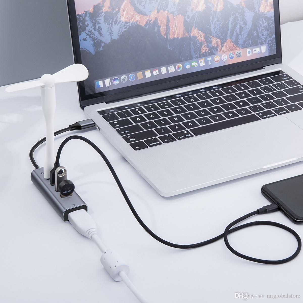 Hub chia cổng đa năng 5 in 1 PD Type-C ra 4 cổng USB 3.0 và HDMI chuẩn 4K hiệu Baseus Gen2 cho Macbook Pro / Smartphone - Hàng chính hãng