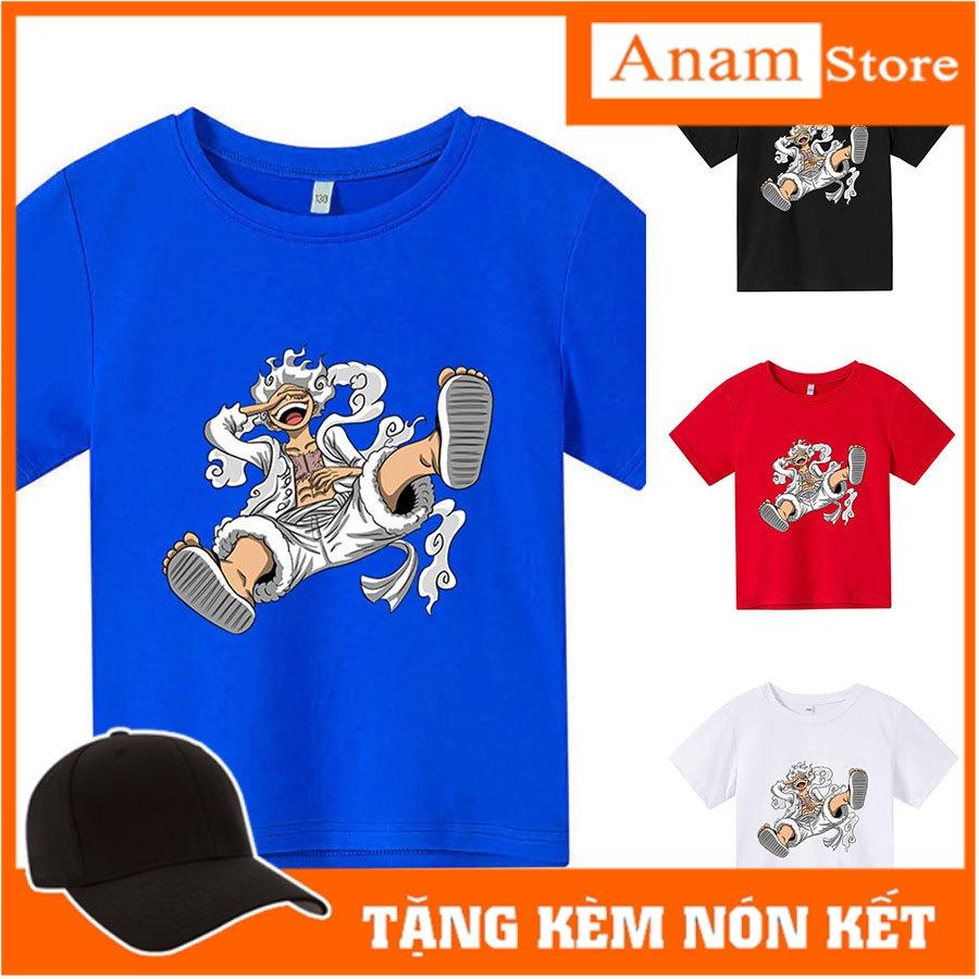 Áo thun cho bé luffy gear 5, 4 màu, có size người lớn, áo thun trẻ em Anam Store