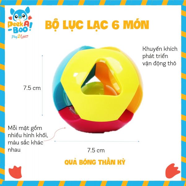 Đồ Chơi Bộ lục lạc 6 món cho bé PEEK A BOO 939A