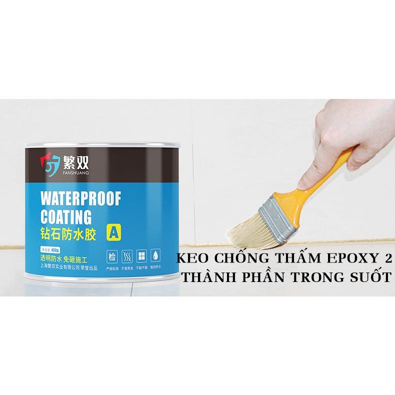 Keo chống thấm Epoxy 2 thành phần A - B trong suốt, sử lý chống thấm mặt sàn nhà vệ sinh, quét bảo vệ gạch men