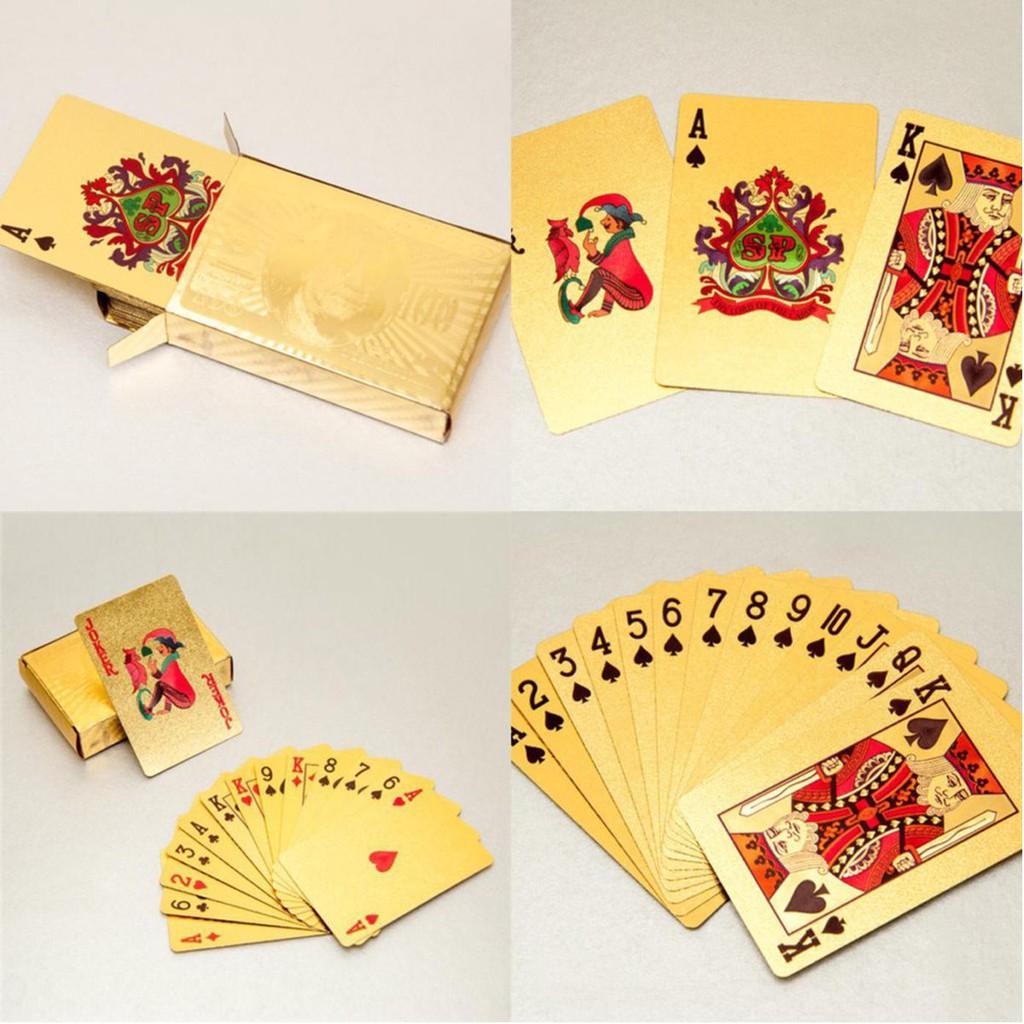 Bài Tây Poker Nhựa Cao Cấp Mạ Nhũ Màu Vàng Chống Thấm Nước Uốn Cong Chính Hãng Amalife