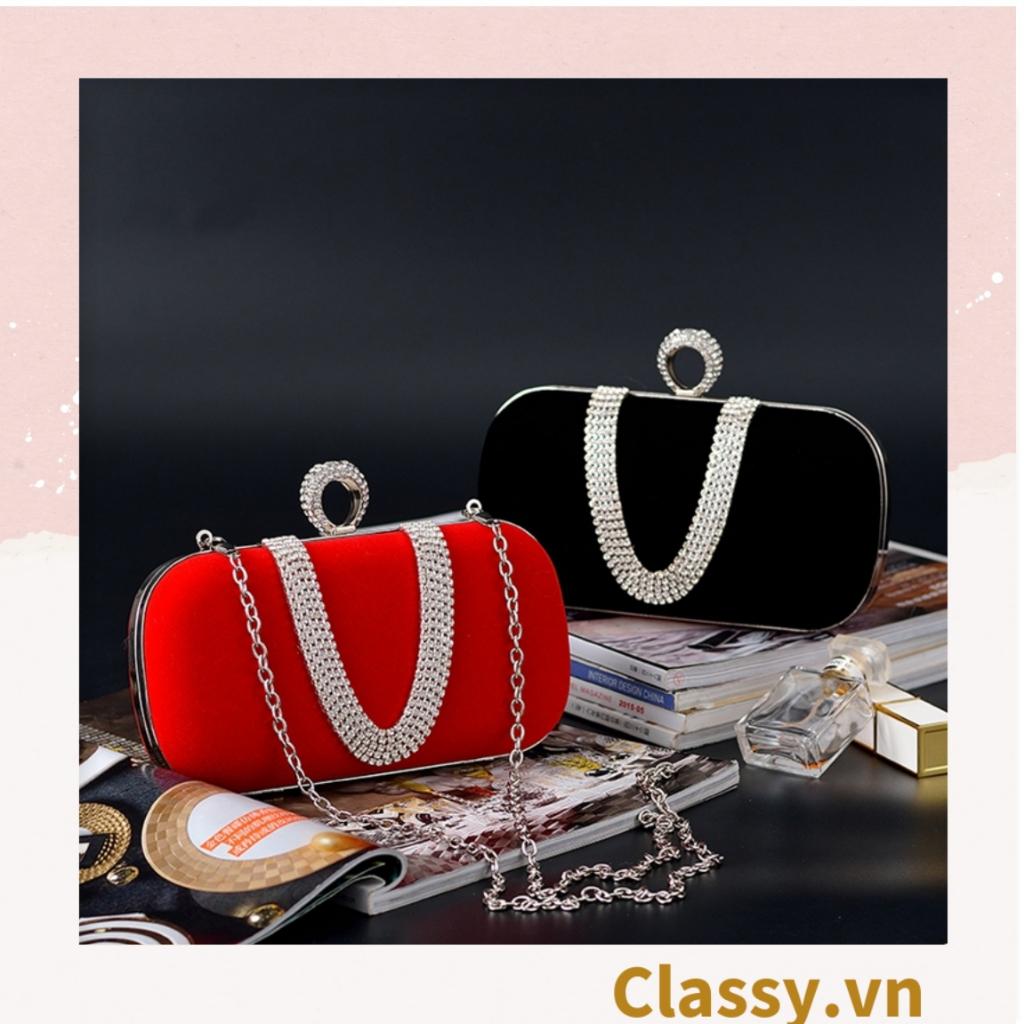 Cốp nhung - Clutch Classy nhung đi tiệc siêu sang Dài 18 CM X Cao 6 CM, đựng vừa điện thoại, son môi T262