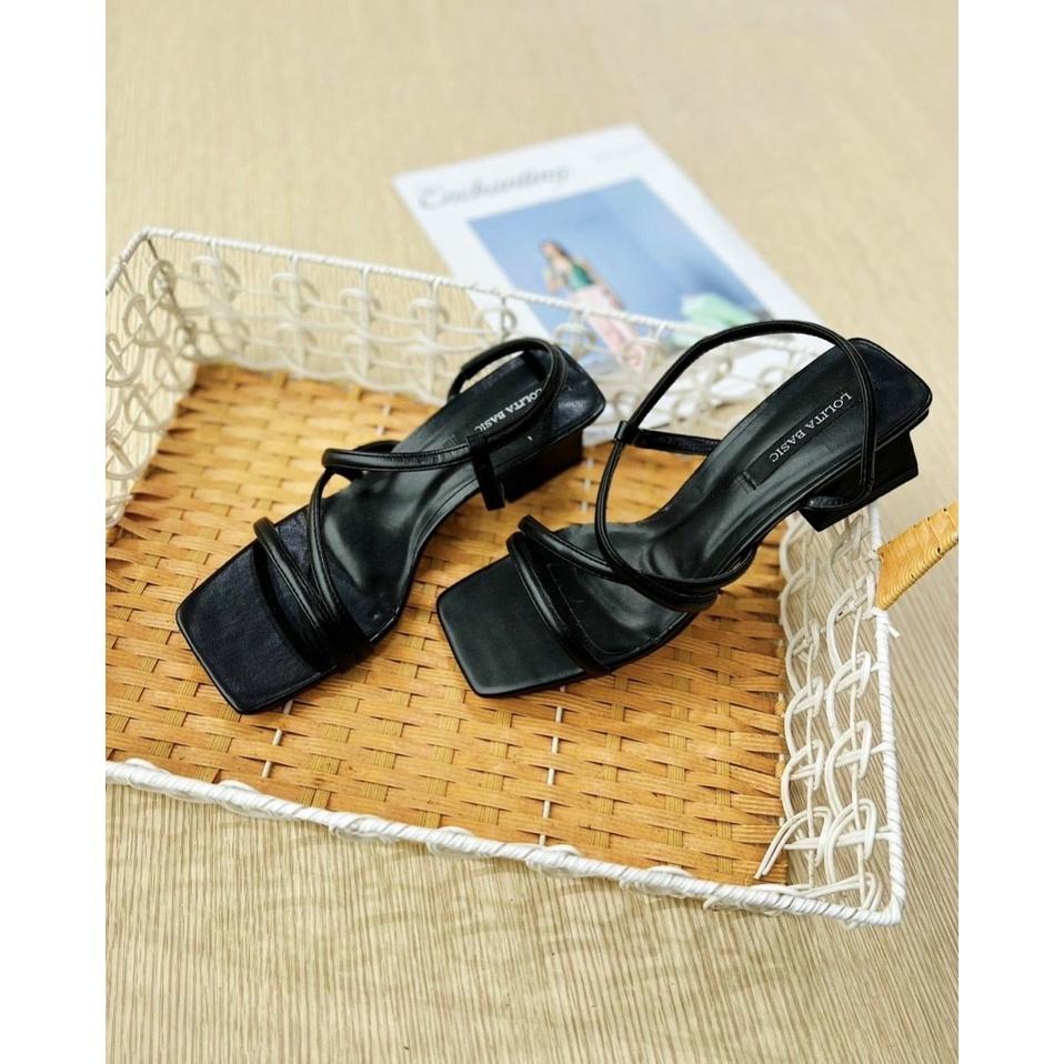 Sandal quai mảnh đan thưa dây gót chun lệch - 4P