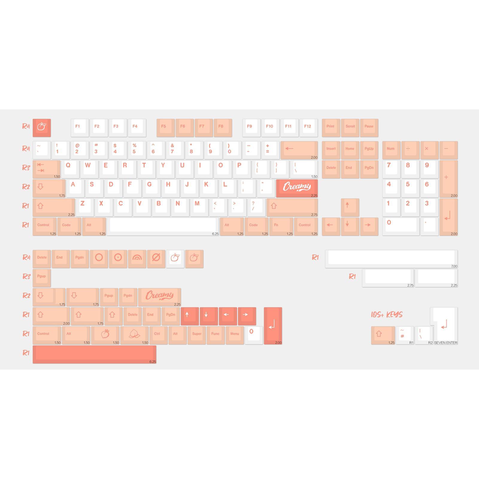 Universal 141 Keys PBT Keycaps, Dye Sub Cherry Profile, 6.25U Spacebar, ANSI Layout Peach Key Caps for Mechanical Gaming Keyboard Keycap Set