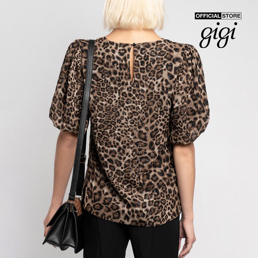 GIGI - Áo kiểu nữ tay phồng họa tiết da báo Ruffle Peplum G1110B211252