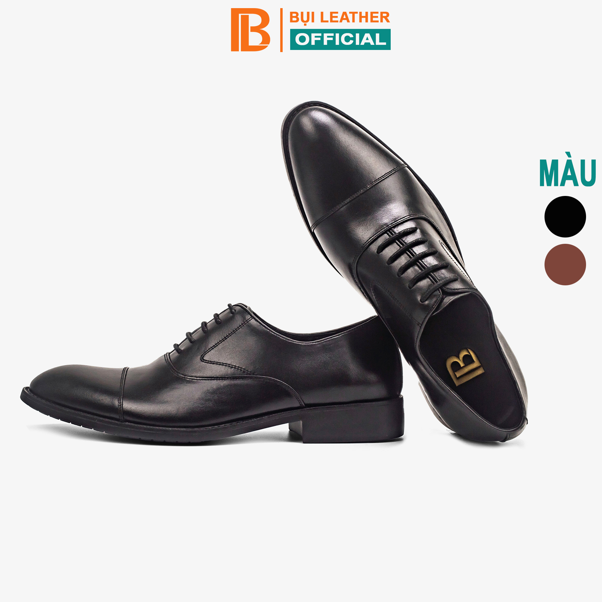 Giày Da Nam, Giày Oxford Công Sở Bụi Leather G106 - Da Bò Nappa Cao Cấp - Bảo Hành 12 Tháng - Màu Đen - 42