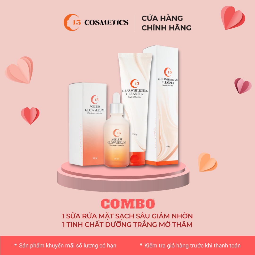 Combo Sữa Rửa Mặt Sạch Sâu, Ngừa Mụn Và Serum Dưỡng Sáng Da, Chống Lão Hóa C13 Cosmetics Thu Trang