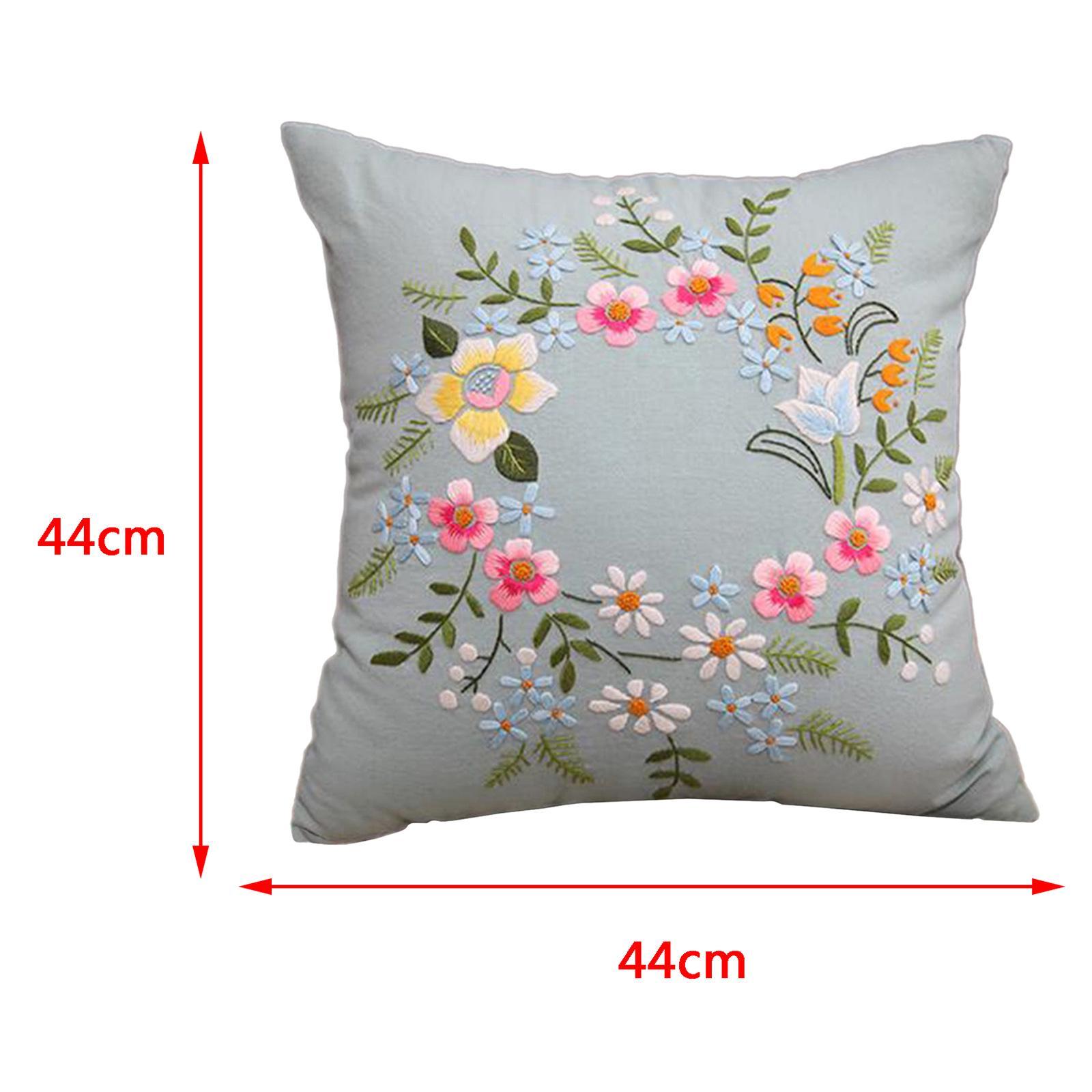 3Pieces Embroidery Pillow Covers Kit Cushion Cover Sewing Craft Pillow Case