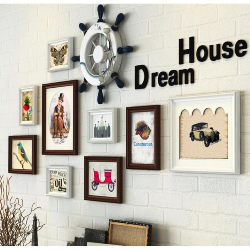 Bộ khung ảnh treo tường trang trí phòng khách, nhà ở, quán tea, coffee Dream House