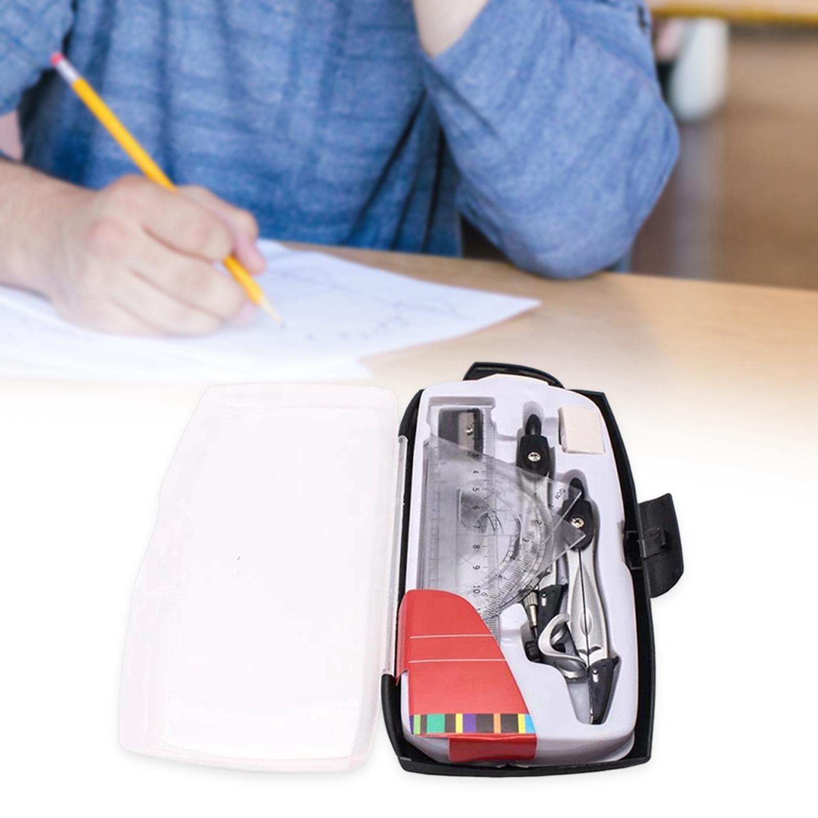 Math Geometry Kit Protractor Compass with Storage Case for School Teachers