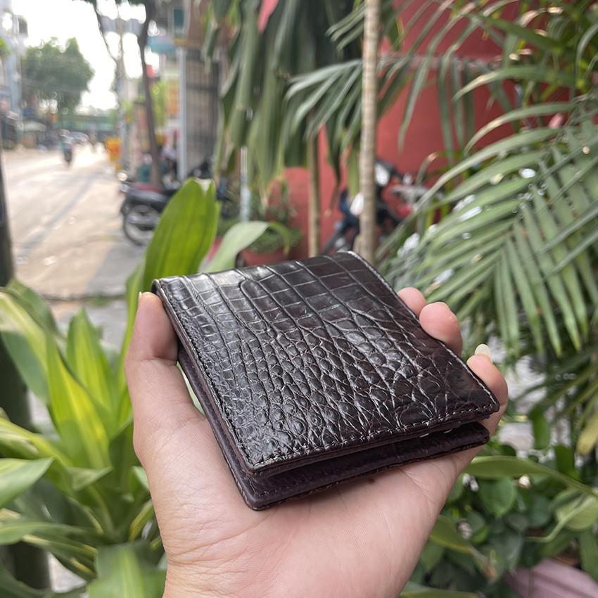 Ví Nam Bóp Da Cá Sấu Thật Màu Nâu Đất ST06 Tặng Kèm Lót Nhung Cao Cấp Tặng Thêm Móc Khóa Số Lượng Giới Hạn