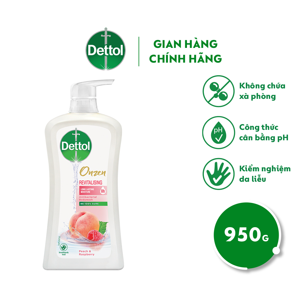 SỮA TẮM DETTOL ONZEN DƯỠNG DA ĐÀO &amp; PHÚC BỒN TỬ 950G/CHAI