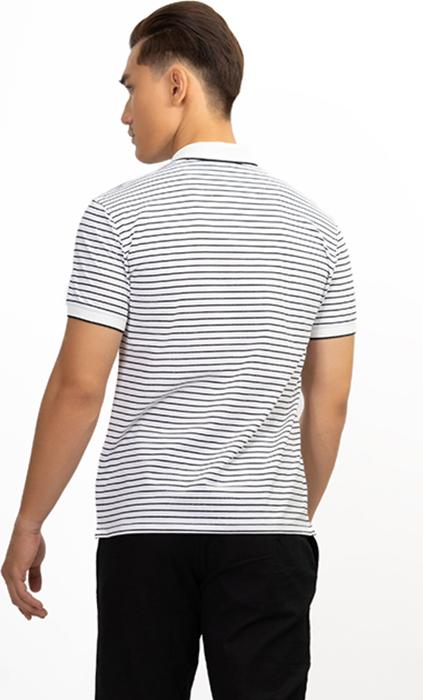 Áo Polo Nam Dệt Sọc Novelty NATMSNMCSR191043N - Trắng Sọc Đen