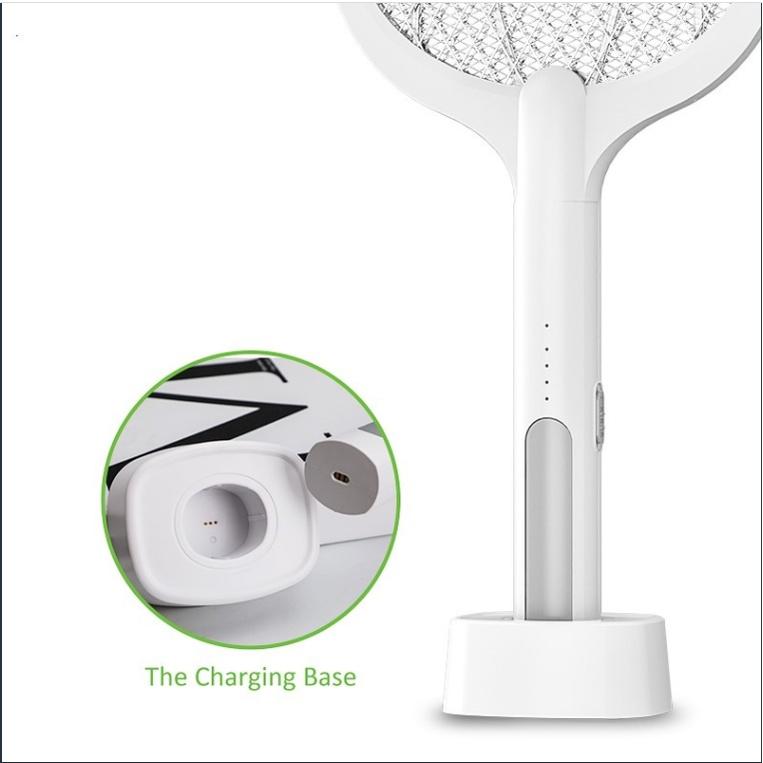 Vợt muỗi thông minh, Vợt muỗi kiêm đèn bắt muỗi tự động thông minh 2 in 1, kiêm đèn ngủ, pin sạc cao cấp