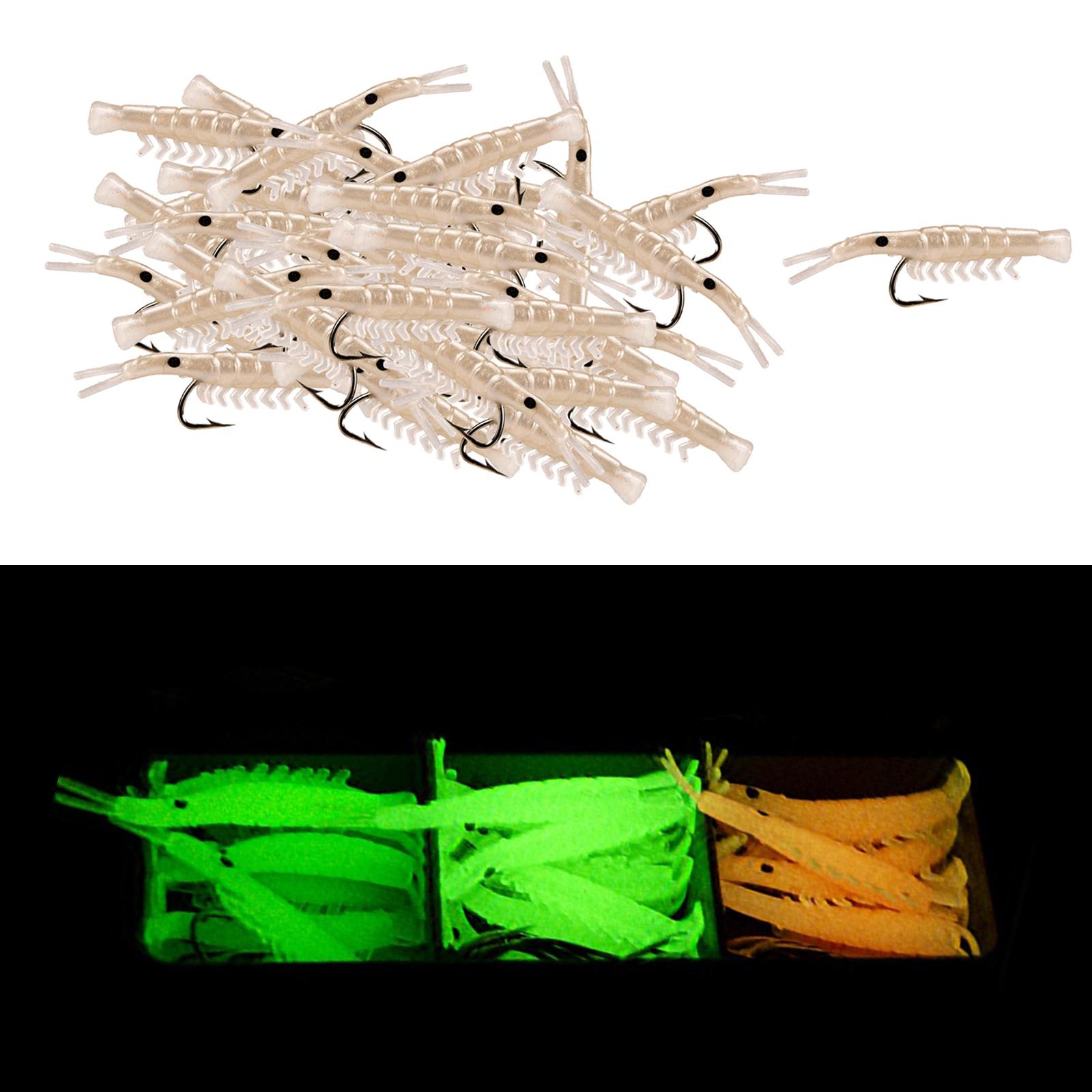 50 Pcs Fishing Silicone Shrimp Lures Hooks Tackle Bait Lures