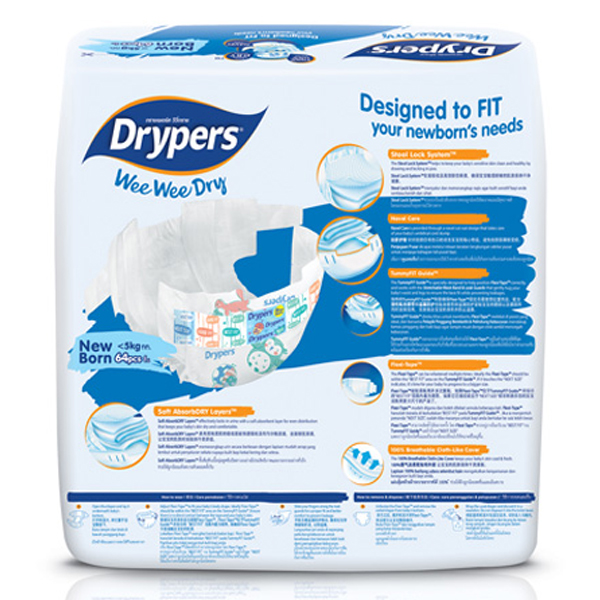 Tã dán trẻ em Drypers Wee Wee Dry NB 64 miếng (NB - 5kg)
